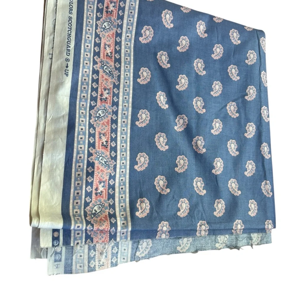 Cohama Riverdale Fabric Richard Felber Design Scotch Guard Blue Paisley 106 X 54